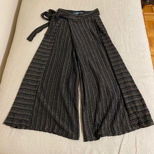 Anthropologie Eva Franco Wide Pants Black with Gold Threading